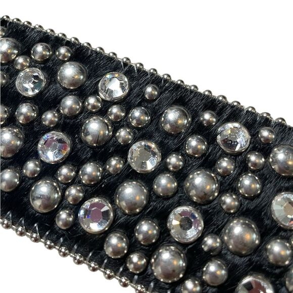 B.B. SIMON Fur and Crystal Embellished Western Belt Size Large - Picture 9 of 15